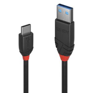 Lindy 1.5m USB 3.2 Type A to C Cable, 10Gbps, Black Line-39006