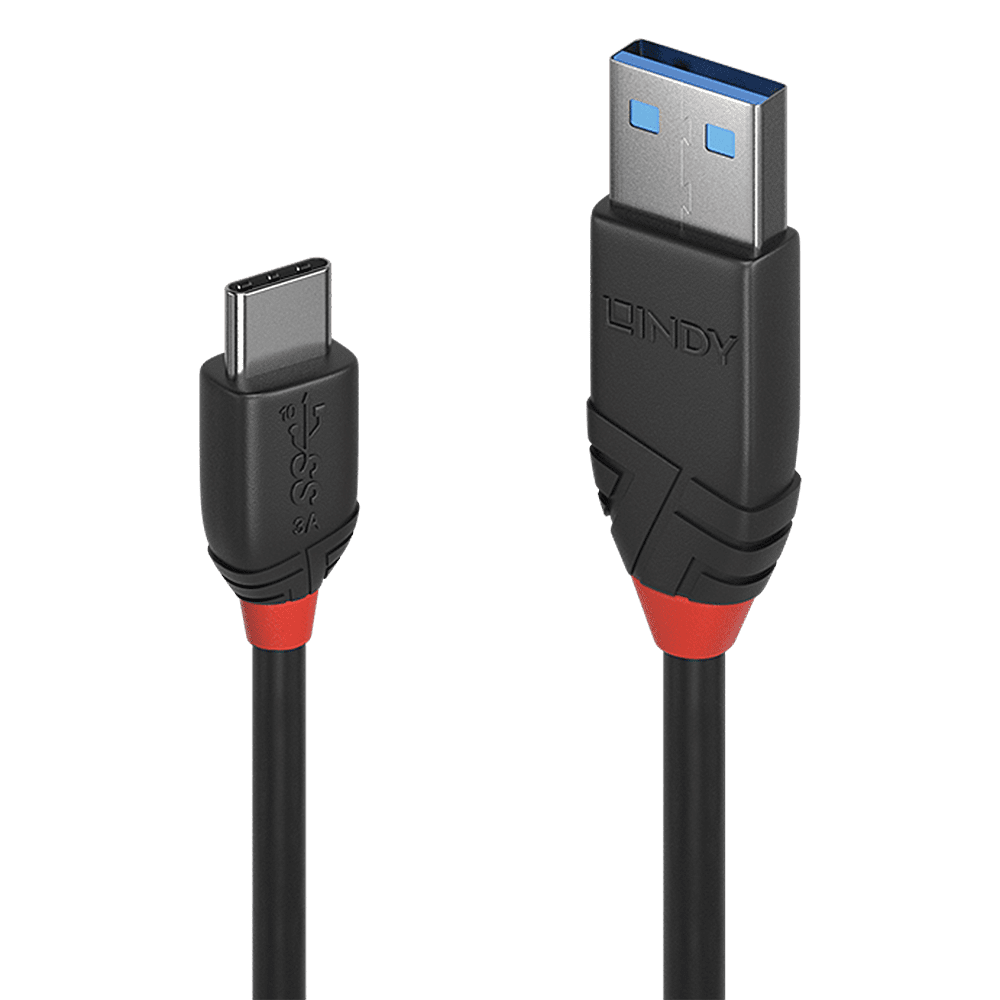 Lindy Câble USB 3.2 Type A vers C, 10Gbit/s, Black Line, 1m