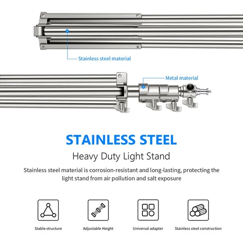 NEEWER 200CM STAINLESS STEEL LIGHT STAND
