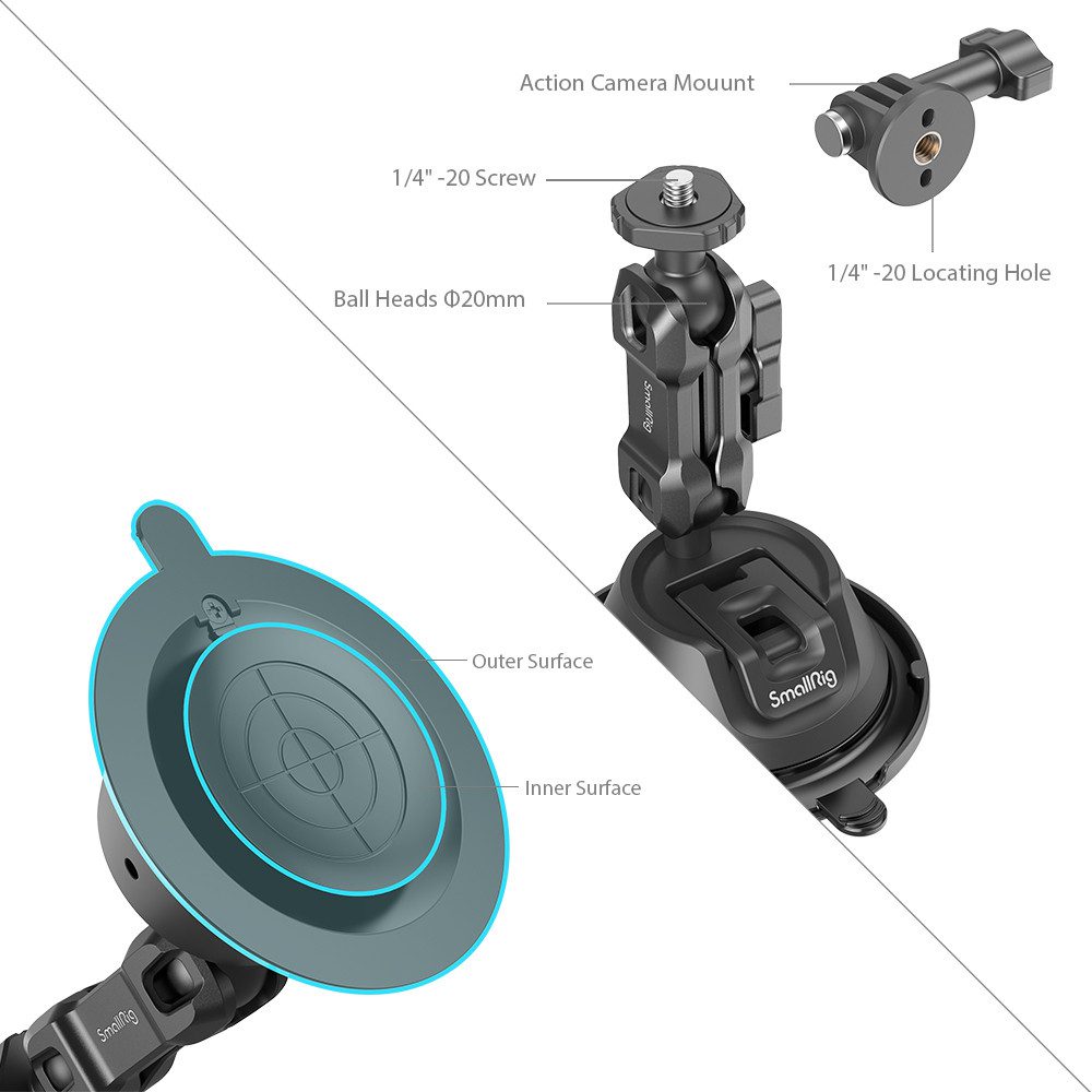 SMALLRIG KIT DE MONTAGE POUR CAMÉRA AVEC VENTOUSE À 4 BRAS SC-15K 3565