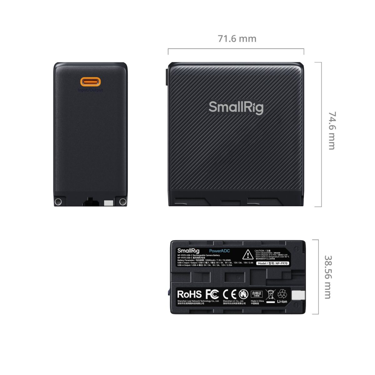 Smallrig Batterie de caméra rechargeable NP-F970 avec port USB-C (Orange) 4576 - Image 3