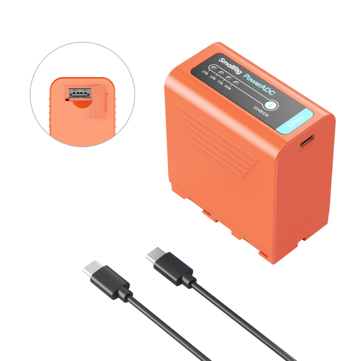 Smallrig Batterie de caméra rechargeable NP-F970 avec USB-C (Orange) 4972 - Image 2