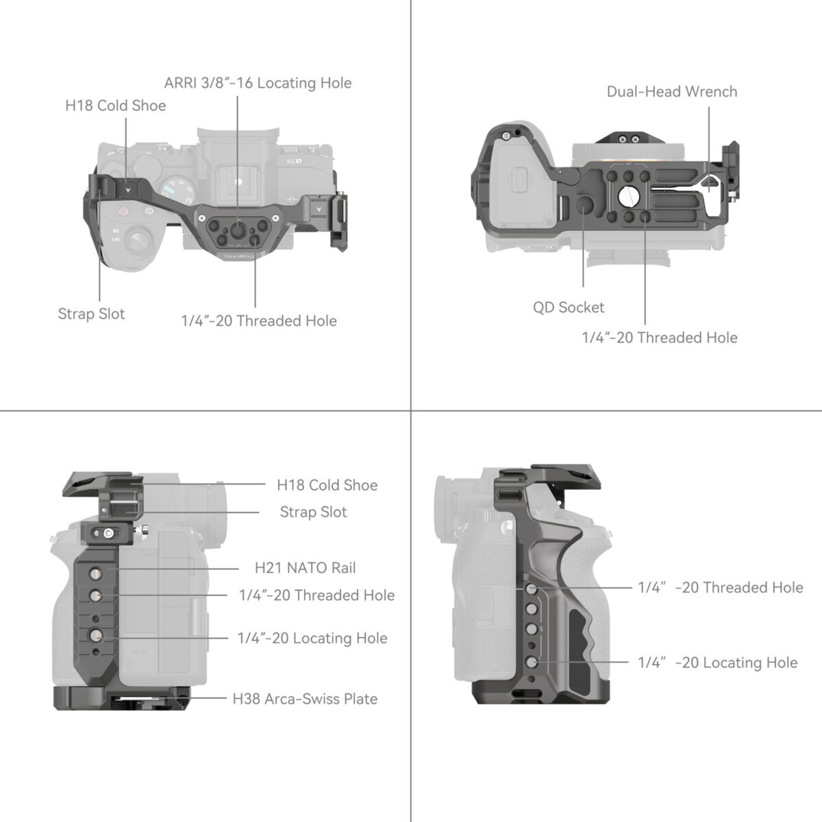 Smallrig Cage de libération rapide HawkLock pour Sony Alpha 7R V / Alpha 7 IV / Alpha 7S III / Alpha 1 / Alpha 7R IV 4481 - Imagen 7