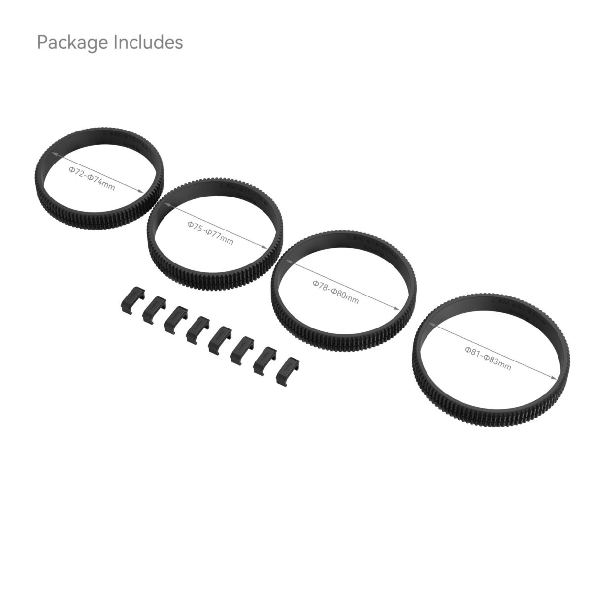 Kit de anillo de engranaje de enfoque sin costuras SmallRig 4187 (72-74 mm, 75-77 mm, 78-80 mm y 81-83 mm)
