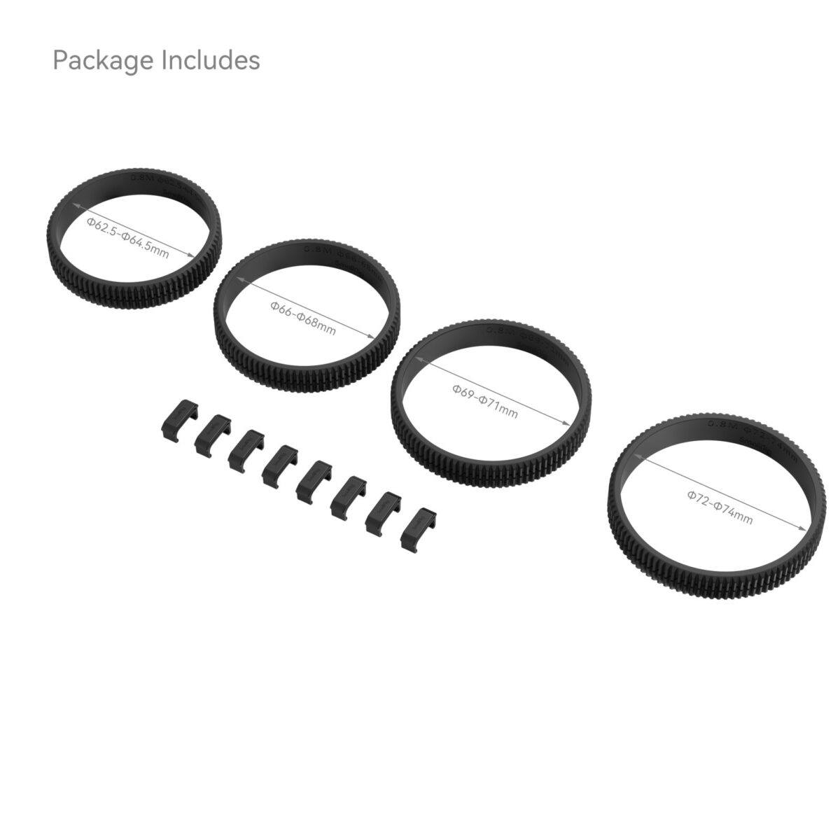 Smallrig Kit d'anneau d'engrenage de mise au point sans couture de 62.5-64.5mm / 66-68mm / 69-71mm / 72-74mm - L'alternative SmallRig - 4186. – Image 1
