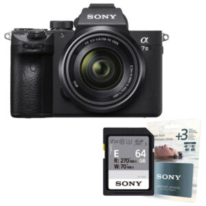 SONY ALPHA 7 III + FE 28-70 mm f/3,5-5,6 OSS + SD 64Go V30 + Extension de garantie de 3 ans Sony