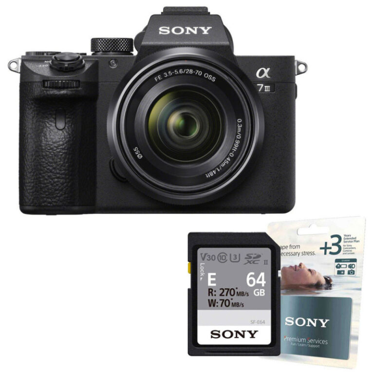 SONY ALPHA 7 III + FE 28-70 mm f/3,5-5,6 OSS + SD 64Go V30 + Extension de garantie de 3 ans Sony