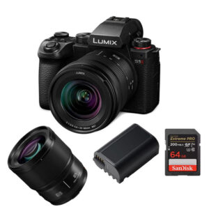 PANASONIC LUMIX DC-S5 II + L 20-60 mm f/3,5-5,6 S + L 85 mm f/1,8 + 2e batterie + Sandisk SD Extreme Pro 64GB OFFERTES