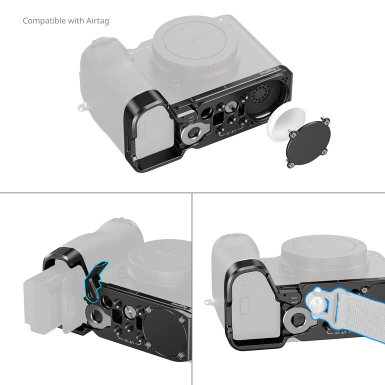 Smallrig Plaque de base avec emplacement pour Airtag pour Sony Alpha 7C II / Alpha 7CR (Noir) 5481 - Imagen 6
